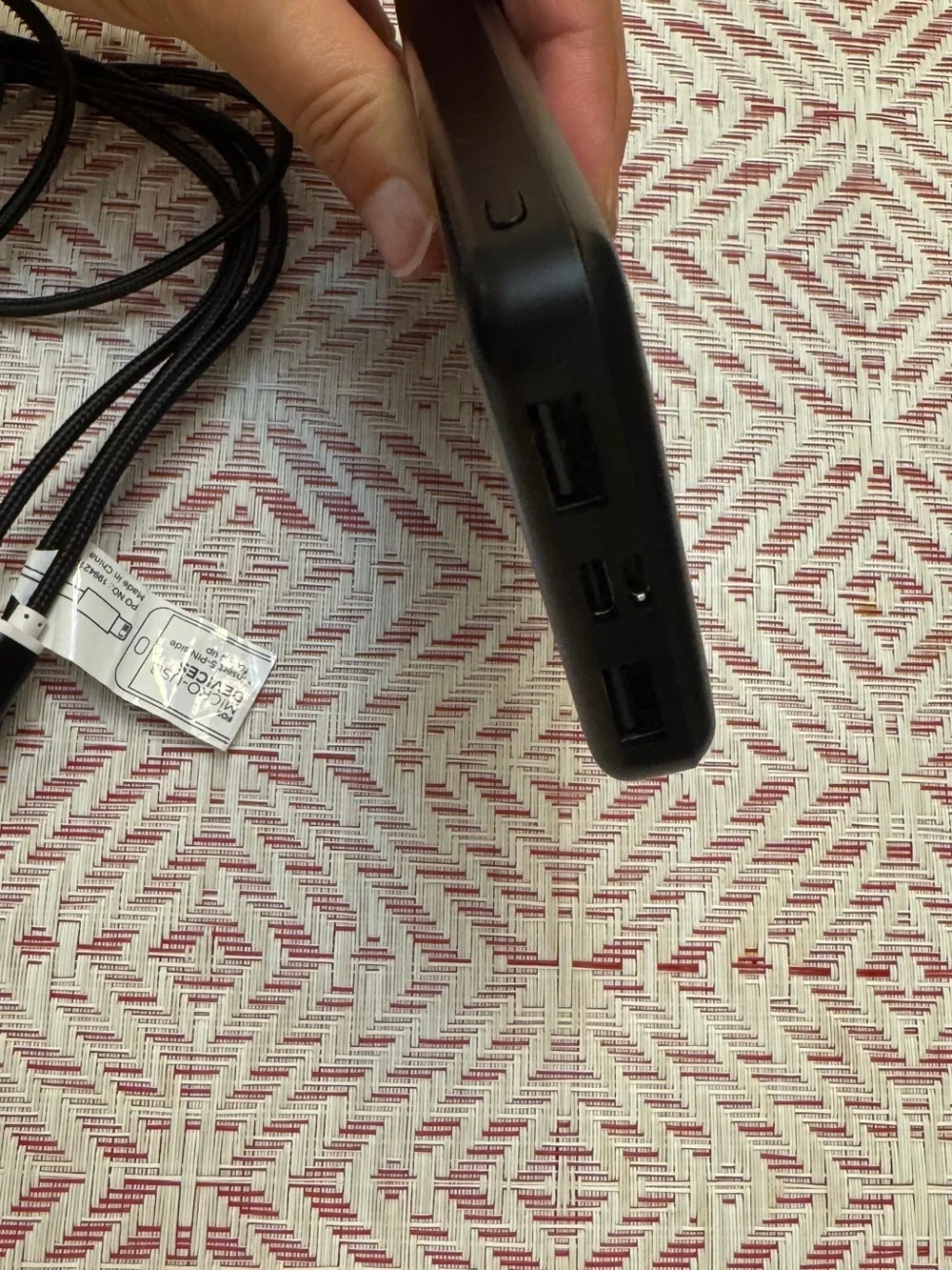 Black Portable Power Bank 10,000 mAh with 3 in 1 USB Charging Cable
